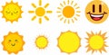 Yellow sun icon collection Royalty Free Stock Photo