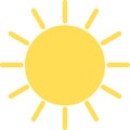 Yellow Sun Icon Thick Outline Rays Simple Vector Graphic Royalty Free Stock Photo