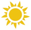Yellow sun icon. Flat weather symbol. Sunshine sign Royalty Free Stock Photo