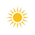 Yellow sun icon with a round center and symmetrical triangular rays extending outward, Royalty Free Stock Photo