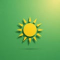 Yellow sun icon with triangular rays on a green gradient background Royalty Free Stock Photo