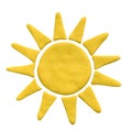 Yellow sun from plasticine on white background Royalty Free Stock Photo