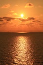 Yellow Sun Set in The Middle of The Ocean Royalty Free Stock Photo