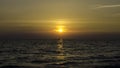 Yellow Sun Set in The Middle of The Ocean Royalty Free Stock Photo