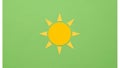 Yellow sun symbol with eight triangular rays on a light green background Royalty Free Stock Photo