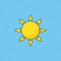 Cheerful cartoon sun shines brightly against a clear, light blue sky. Royalty Free Stock Photo