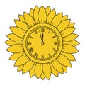 Yellow Sunflower Clock Design Illustration Royalty Free Stock Photo