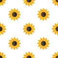 Yellow Sunflower Flat Icon Seamless Pattern