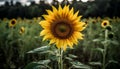 Yellow sunflower in meadow, nature beauty under summer sun generated by AI Royalty Free Stock Photo