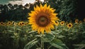 Yellow sunflower in meadow, nature beauty under summer sun generated by AI Royalty Free Stock Photo