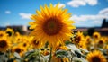 Yellow sunflower in meadow, nature beauty under summer sun generated by AI Royalty Free Stock Photo