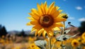 Yellow sunflower in meadow, nature vibrant beauty under sunlight generated by AI Royalty Free Stock Photo
