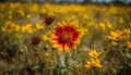 Yellow sunflower in a meadow, vibrant colors of nature beauty generated by AI Royalty Free Stock Photo