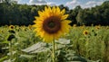 Yellow sunflower in meadow, vibrant nature beauty under sunlight generated by AI Royalty Free Stock Photo