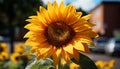 Yellow sunflower in nature, a single flower beauty in agriculture generated by AI Royalty Free Stock Photo