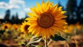 Yellow sunflower in nature, a single flower vibrant beauty generated by AI Royalty Free Stock Photo