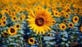 Yellow sunflower in nature, a vibrant beauty in a meadow generated by AI