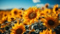 Yellow sunflower in nature, vibrant beauty in rural meadow generated by AI Royalty Free Stock Photo