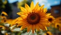 Yellow sunflower, vibrant nature beauty, close up of single flower generated by AI Royalty Free Stock Photo