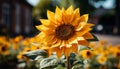 Yellow sunflower, vibrant nature beauty, close up of single flower generated by AI Royalty Free Stock Photo