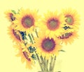 Yellow sunflowers in a transparent vase Royalty Free Stock Photo