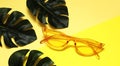 Yellow sunglasess on background. Royalty Free Stock Photo