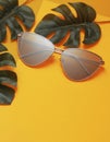 Yellow sunglasess on background. Royalty Free Stock Photo