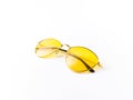 yellow sunglass frame isolated stock image.