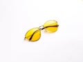 yellow sunglass frame isolated stock image.