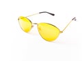 yellow sunglass frame isolated stock image. Royalty Free Stock Photo