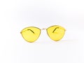 yellow sunglass frame isolated stock image. Royalty Free Stock Photo