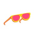 Yellow sunglasses with pink lens isolated on white background. Cartoon funny kids summer sunglasses icon, label and sign Royalty Free Stock Photo