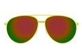 Yellow sunglasses with red-green lens isolated on white background Royalty Free Stock Photo