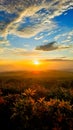 Yellow sunset viewed from above a hill. Royalty Free Stock Photo