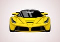 Yellow super car, front view.