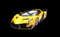 Yellow supercar on black background Royalty Free Stock Photo