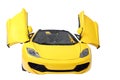 Yellow supercar isolated front view