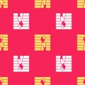 Yellow Suspect criminal icon isolated seamless pattern on red background. The criminal in prison, suspected near the