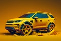 Yellow SUV car crossover design in yellow color. Neural network AI generated Royalty Free Stock Photo