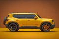 Yellow SUV car crossover design in yellow color. Neural network AI generated Royalty Free Stock Photo