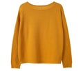 Yellow sweater isolated on white.Trendy women`s clothing..Knitted apparel. Clothes.Jumper