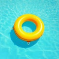 Yellow swimming ring in a clean pool. AI generated image Royalty Free Stock Photo