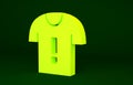 Yellow T-shirt protest icon isolated on green background. Minimalism concept. 3d illustration 3D render