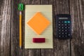 Yellow Tablet on Vintage Desk Royalty Free Stock Photo