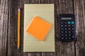 Yellow Tablet on Vintage Desk Royalty Free Stock Photo