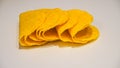 Yellow Taco Shells on White Background Royalty Free Stock Photo