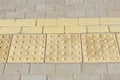 yellow tactile path for people with disabilities on the railway