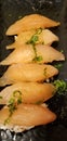 Cafe Series - Asian Cuisine - Hamachi Yellow Tail Sushi Royalty Free Stock Photo