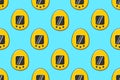 Yellow Tamagotchi pattern. Vector illustration