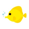 Yellow Tang fish animal cartoon character vector illustration Royalty Free Stock Photo